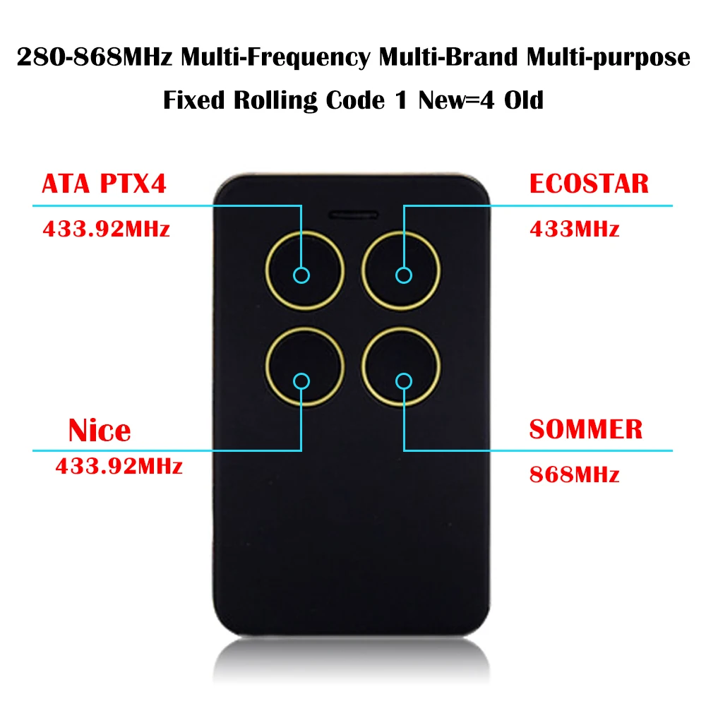 Garage Door Control 10PCS 280-868MHZ Multi Frequency Copy Duplicator for 433mhz 868mhz Garage Remote Multi Brand Remote Control