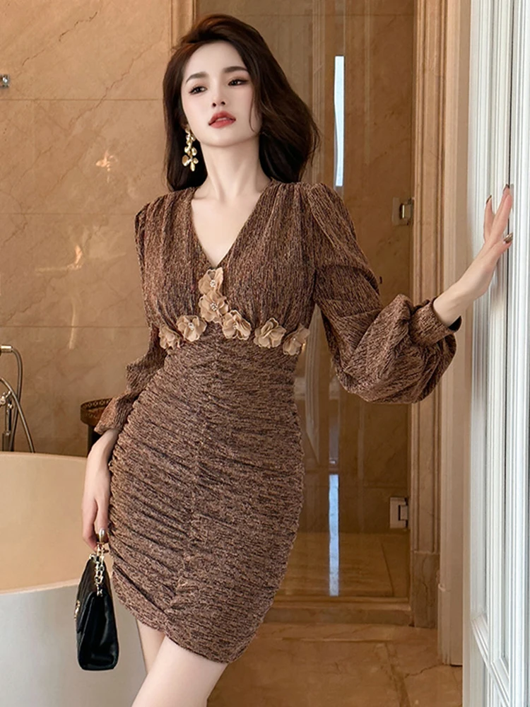 Mode Damen Stretchy Sparkly Helle Seide Abend Kurze Kleider Frauen Sexy V-ausschnitt Dünne Mini Party Prom Kleid Mujer Vestidos