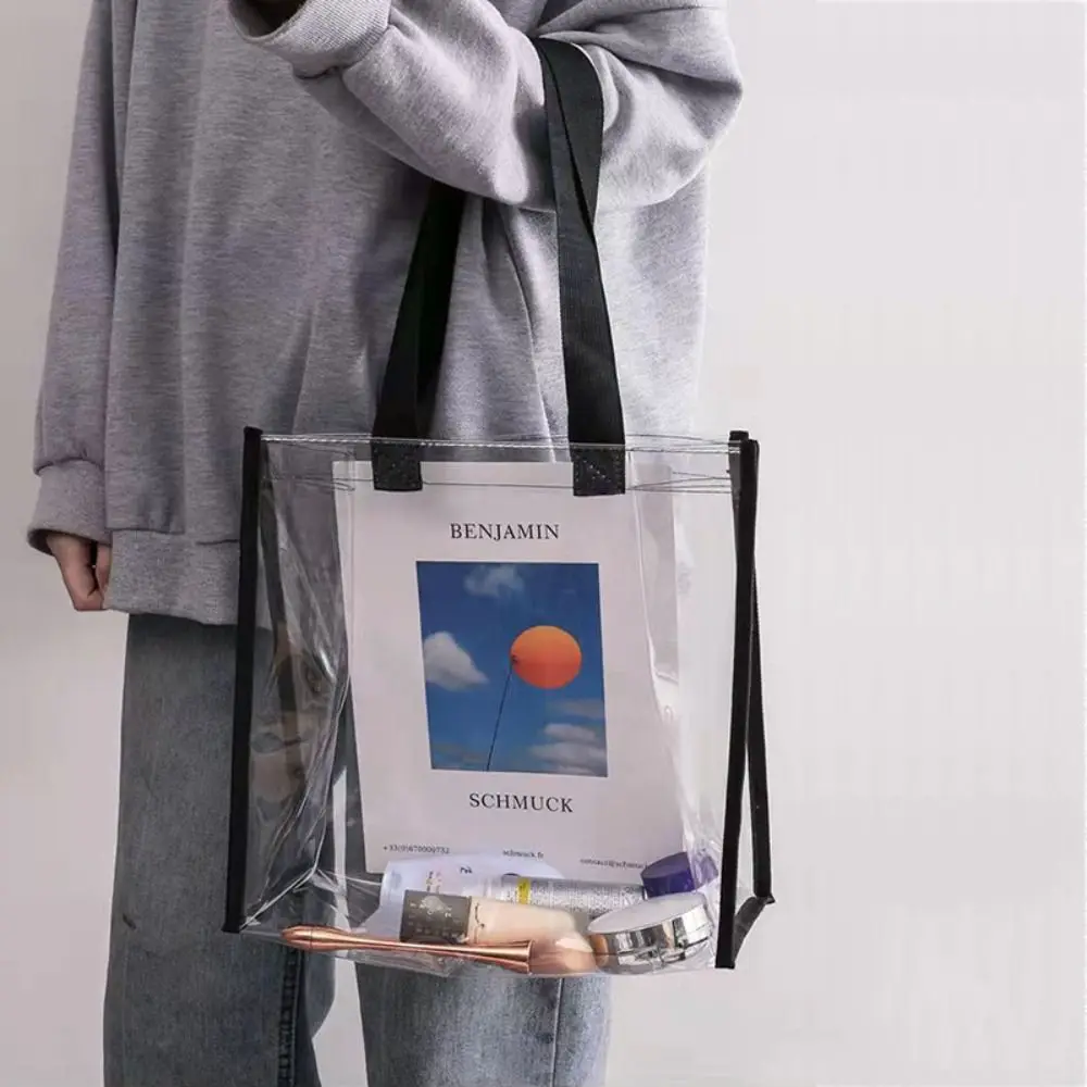 Summer Transparent PVC Tote Bag Crossbody Bag Clear Shopping Bag Waterproof Shoulder Messenger Bag