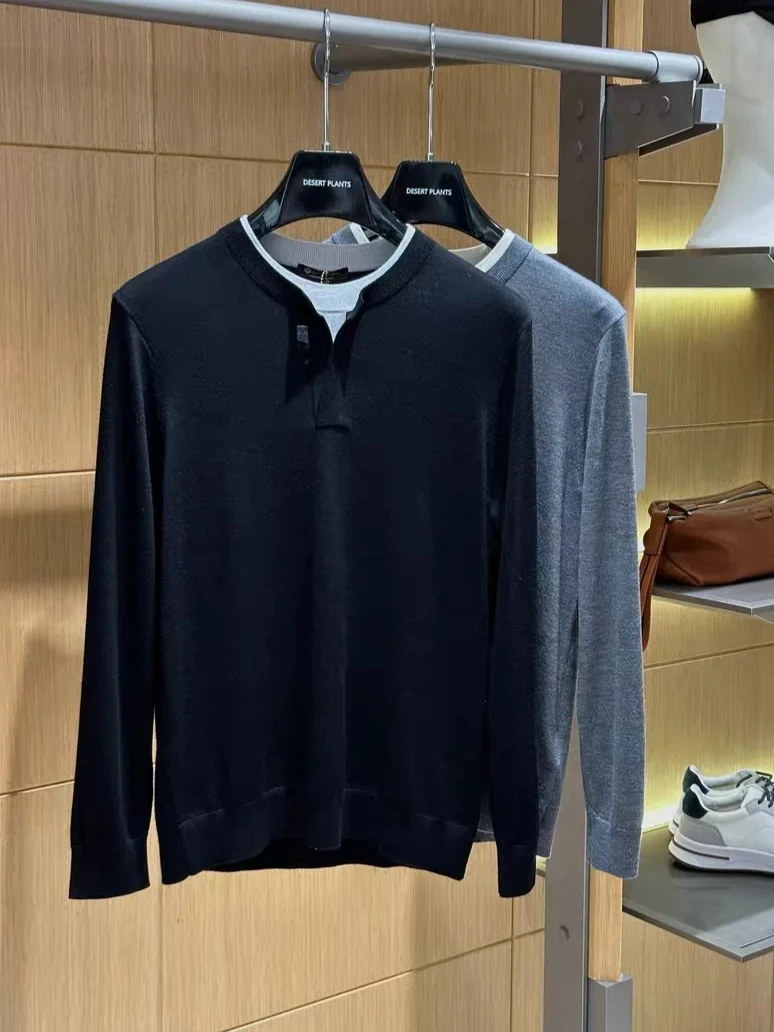 

LP Italian old money wind wool warm fake two casual knitted sweater