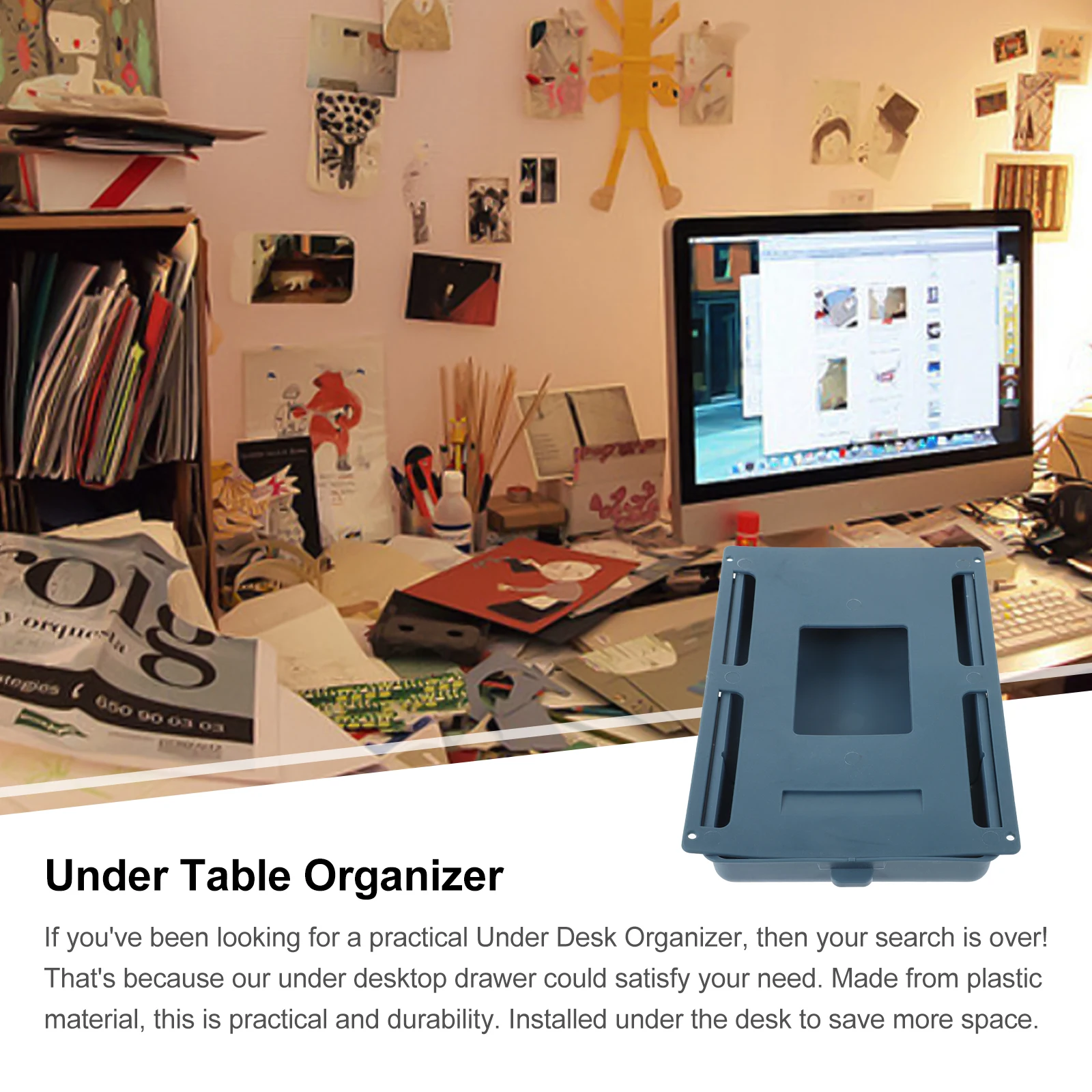 

Creative Under Desk Drawer Organizer Hidden Plastic Storage Box For Stationery Large Capacity Under Table Organizers Attachable