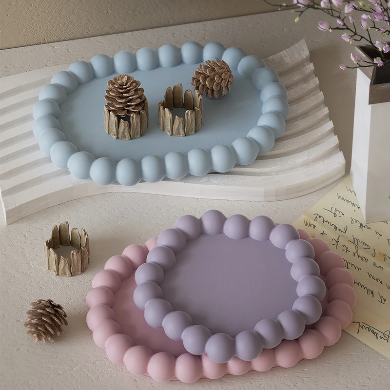 DIY Bubble Plaster Tray Coaster Silicone Mold, Candle Holder Jewelry Display Tray Home Decoration Handicraft Gift Making Mold