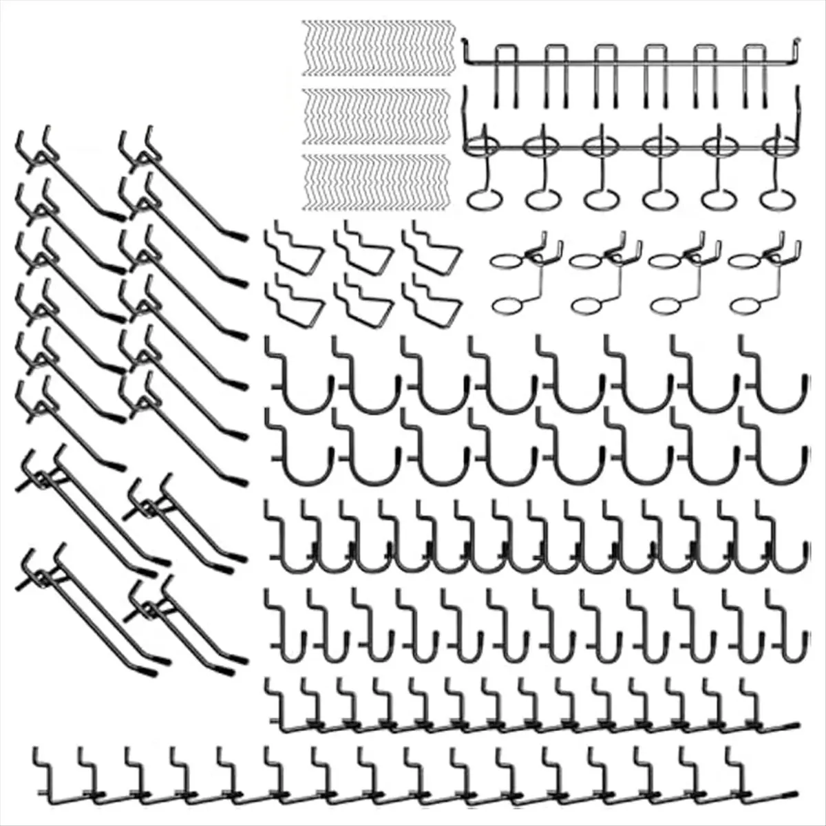 Y17A 176PCS Pegboard Hooks Set,1/4Inch Metal Peg Board Hook Assortment with Peg Lock Pegboard Accessories for Garage Wall