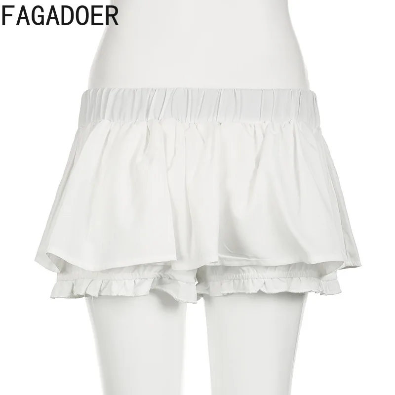 FAGADOER Y2k Sexy Mini Bodycon Skirt Women with Belt Low Waist Pleated A Line Skirt Fashion Female Streetwear 2025 Summer New