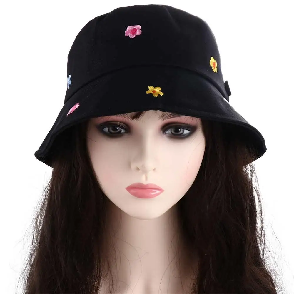 

Summer Korean Girl Flower For Women Cotton Sun Cap Bucket Hat Sun Protection Visor Cap