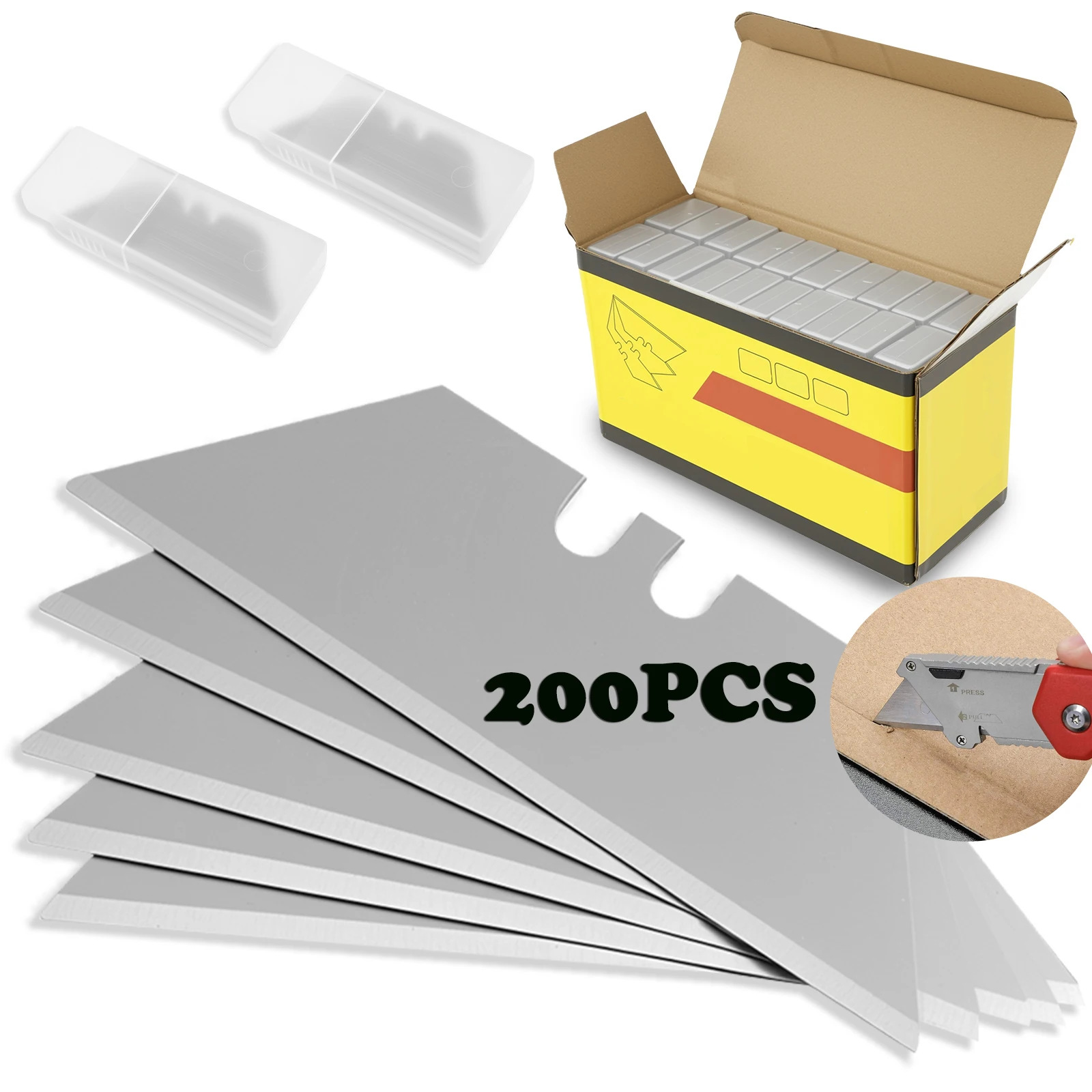 

200Pcs Utility Knife Blade Ultra Sharp Replacement Trapezoid Blades Easy to Cut Knife Cutting Edge for Retractable Blade Knives