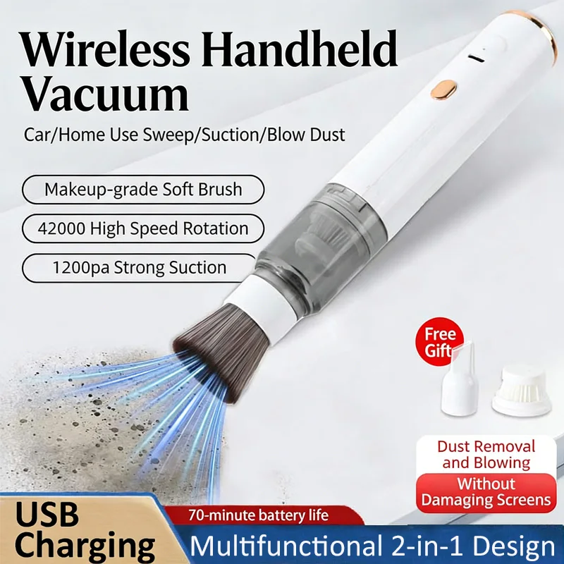 Mini Handheld Vacuum Cleaner 3-in-1 Suction/Blow/Water Absorption Strong Suction Portable for Car Coffee Powder Desktop Cleaning