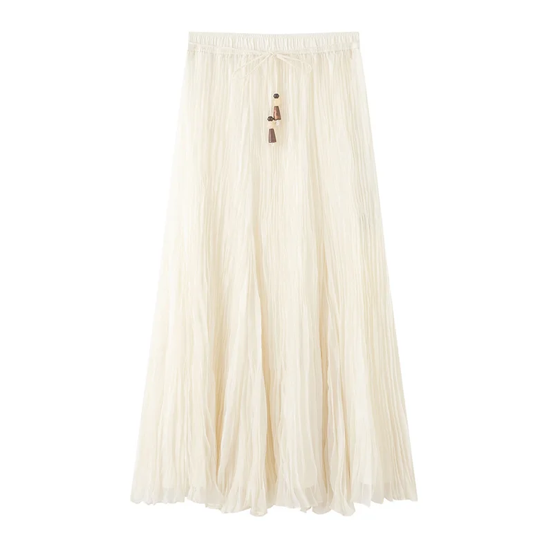 

Women's clothing high waist and thin temperament pleated skirt skirt medium and long A-shaped skirt 46b-353116