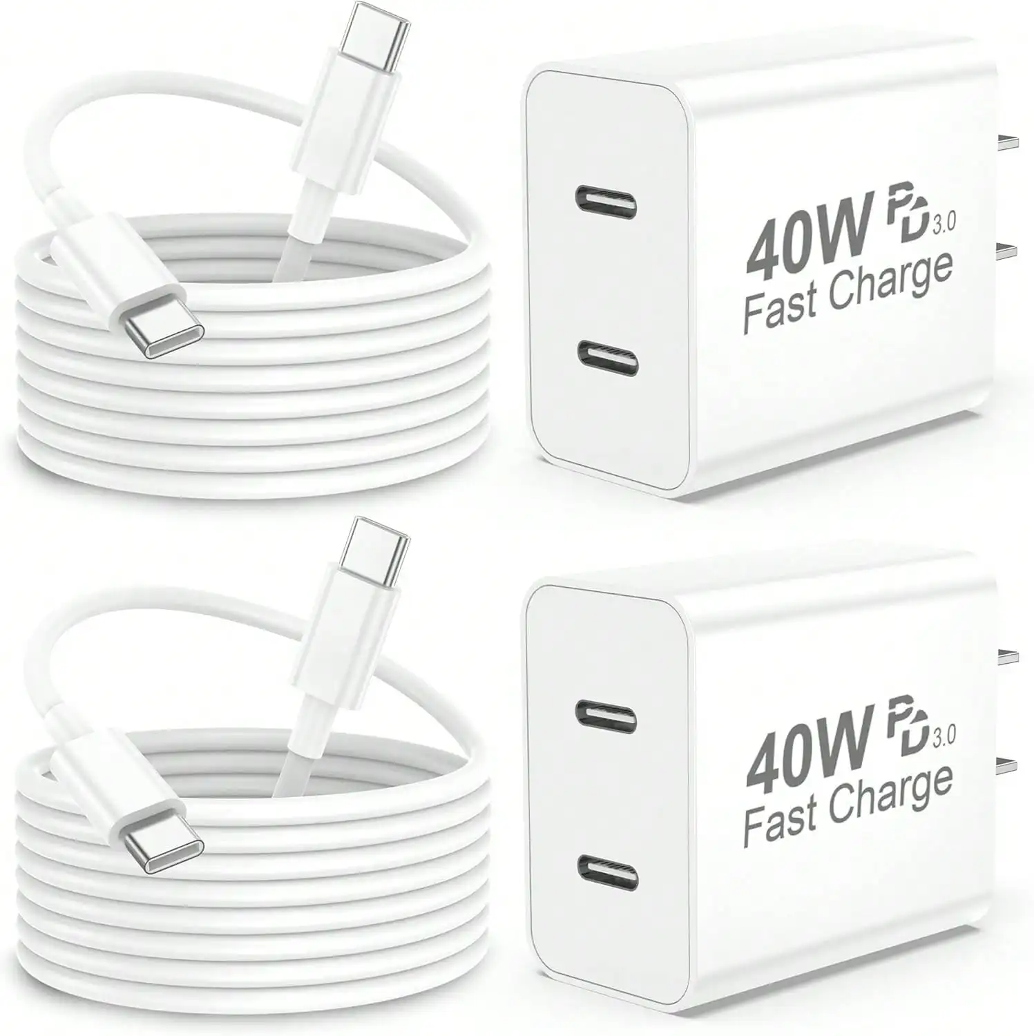 White Purple Pink Green US Type A B Plug 110-127V Wall Charger Compatible With Iphone 17 Pro Max Charger Fast Charging
