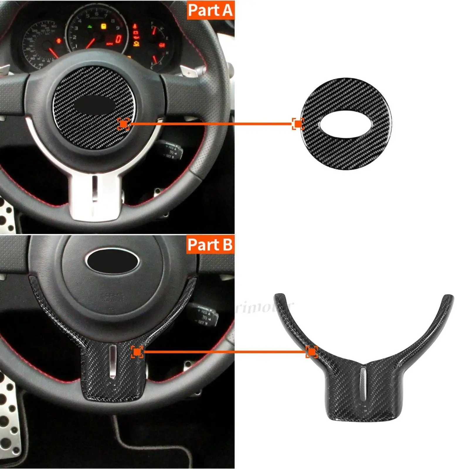 For Toyota GT86 Subaru BRZ 2012-2018 2019 2013 Steering Wheel Trim Real Carbon Fiber 2 Pieces