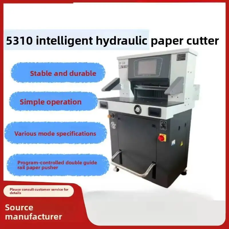 Cortador de papel completamente automático programable con pantalla táctil de 10 pulgadas modelo 5310, pegamento de corte hidráulico doble
