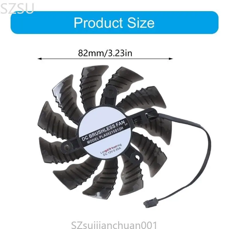 SZSU 82mm 3Pin Video Card Fan Easy Installation Replacement for GTX1650 SUPER ITX MINI Graphics Card Management Computer