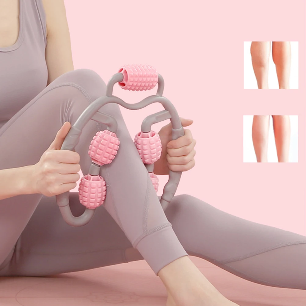 

Leg Muscle Relaxation Roller Pink Calf Fitness Massager Adjustable Non Slip Handle Legs Shoulders Neck Arms Yoga Tool Massage