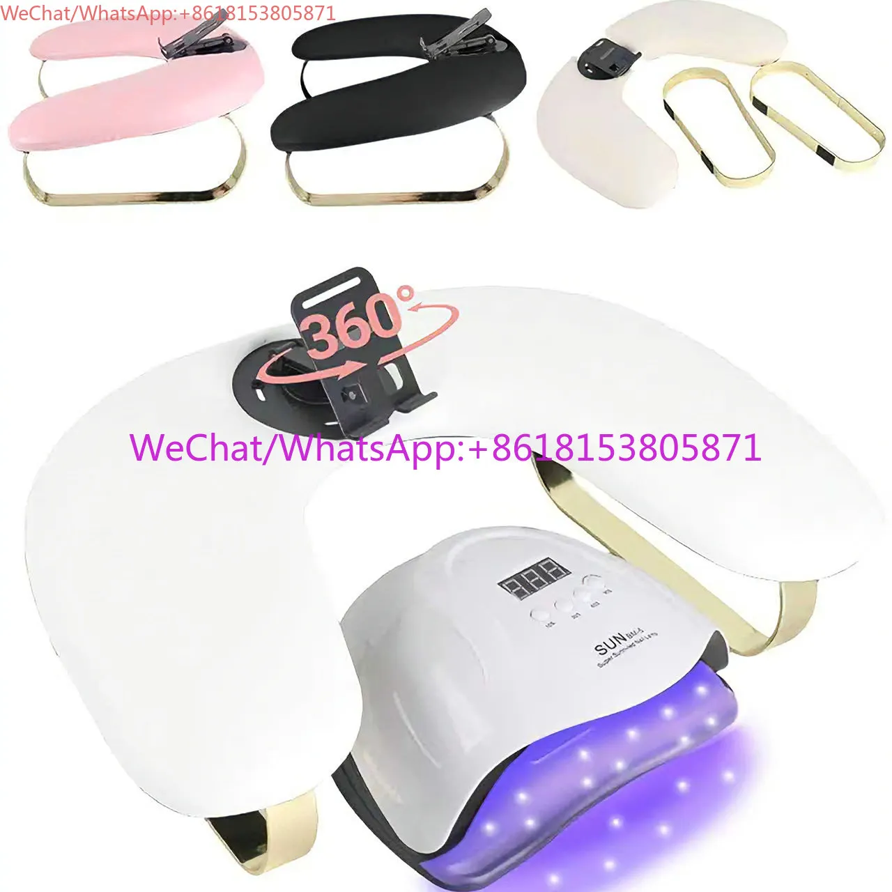 Russian manicure U-shaped hand pillowcase with mobile phone holder butterfly alloy frame nail shop multi-functional two-hand