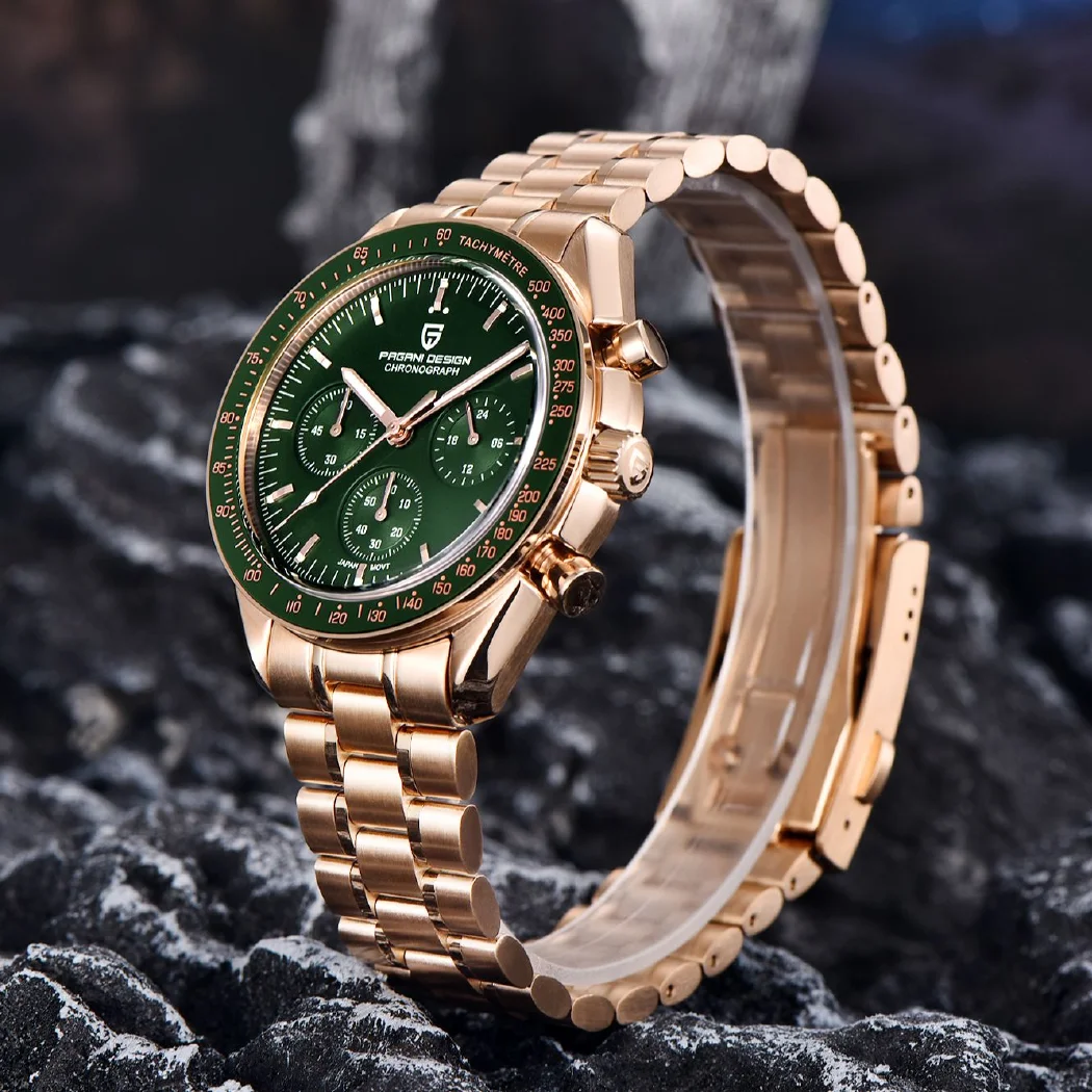 PAGANI DESIGN Top Luxury Moon Gold Quartz Watch for men Sport Speed Chronograph Automatic Date Wristwatch  New Men's Watches