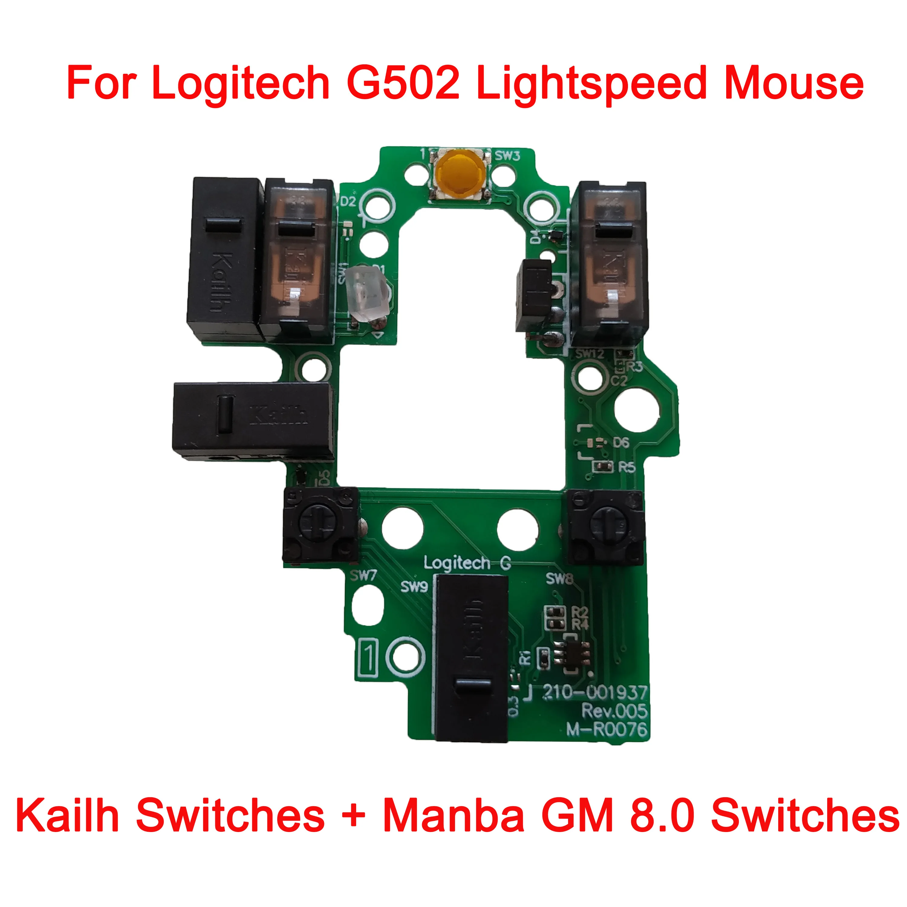 Mouse Switch Button Board Motherboard + Microswitch + Feet for Logitech G502 Lightspeed Wireless Gaming Mouse