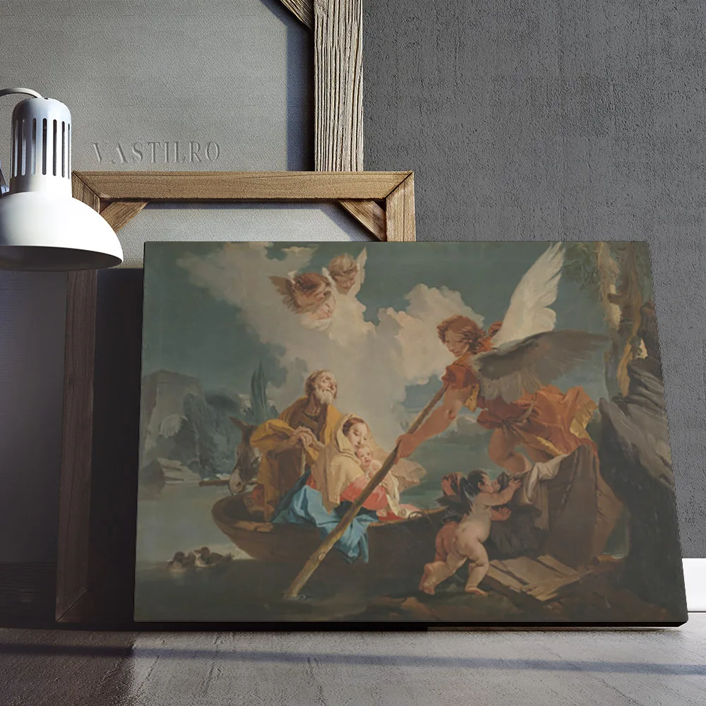Giovanni Battista Tiepolo Art Print Poster Flight Into Egypt Canvas Painting Angel Religion Wall Picture Decor