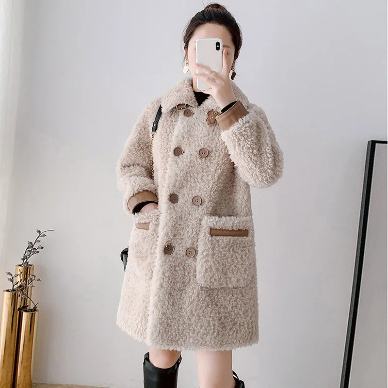 Women\'s Clothing Mid-Length Faux Fur Coat Winter New  0124