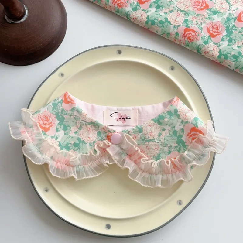 Pet Flower Collar Rose Bib Cat Dog Drool Towel Pet Shawl Teddy Bear Small Dog Scarf Dog Accessories for Small Dogs Puppy view 3