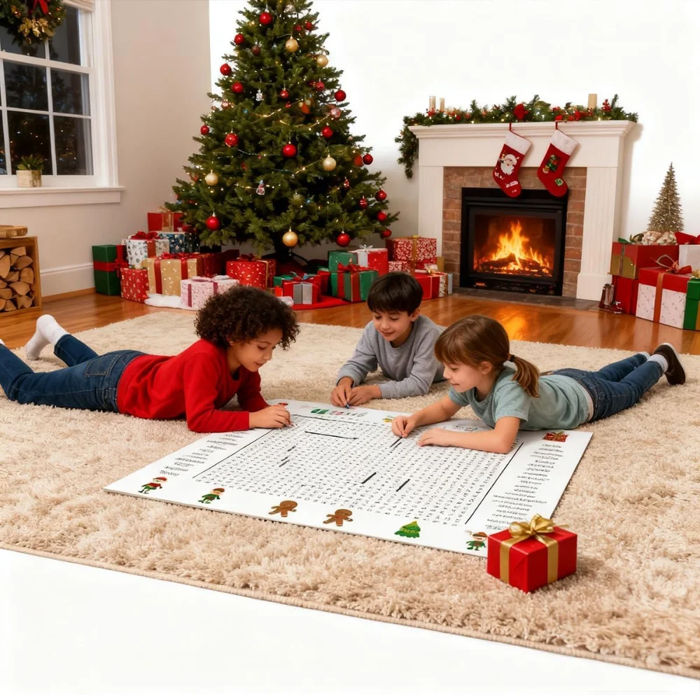 Jumbo Christmas Thanksgiving Word Search Poster Giant Holiday Word Search Puzzle Fun Wall Poster Game for Family Party Activity