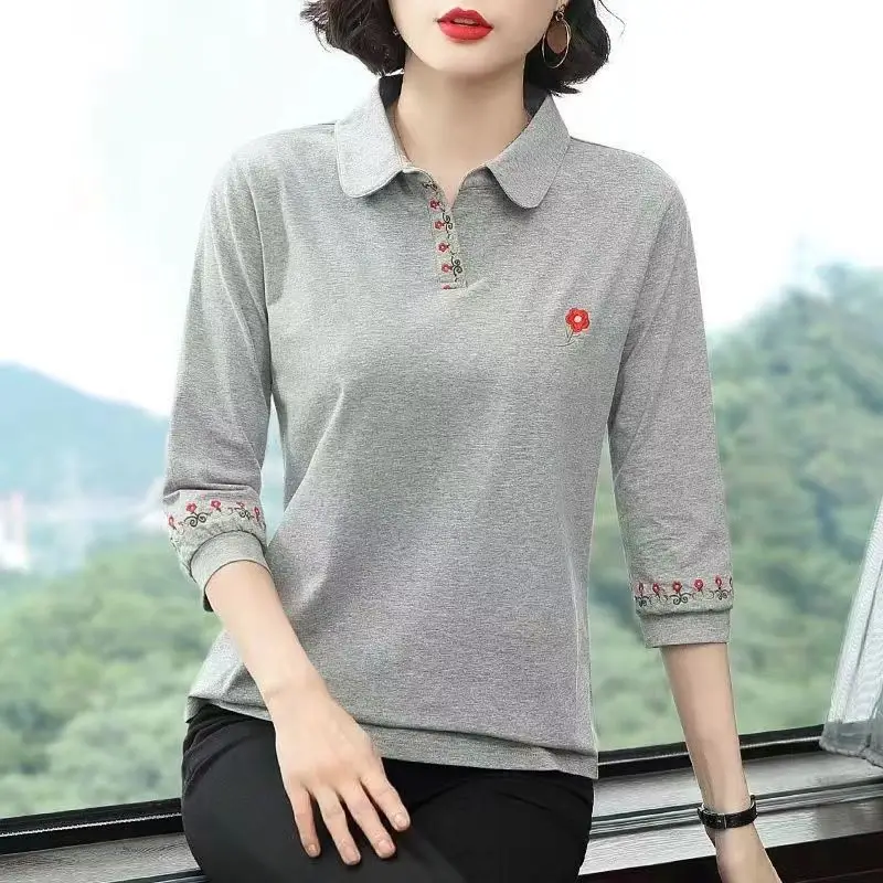 قميص نسائي صيفي فضفاض للتخسيس 3/4 كم من القطن