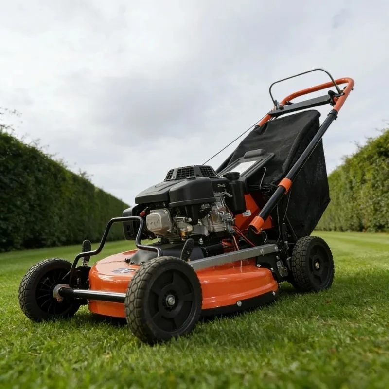 Stability Reinforced Body Lawnmower Property Tough Grass Cutter 25Inch Commercial Grade Petrol Self Propelled Lawn Mower