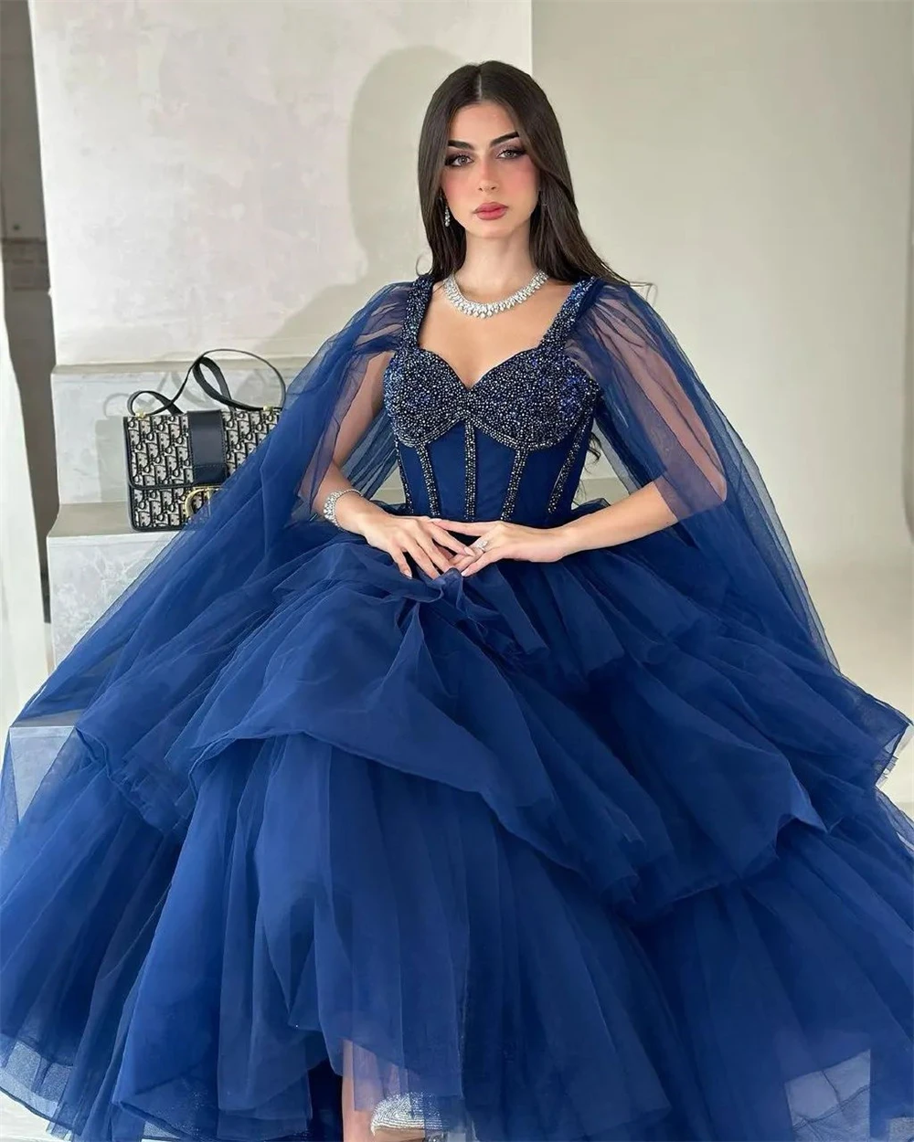 Abiti da ballo di alta qualità Sexy Sweetheart a-line Layered Tulle Abito per occasioni formali Abito Elegante Donna Cerimonia 542