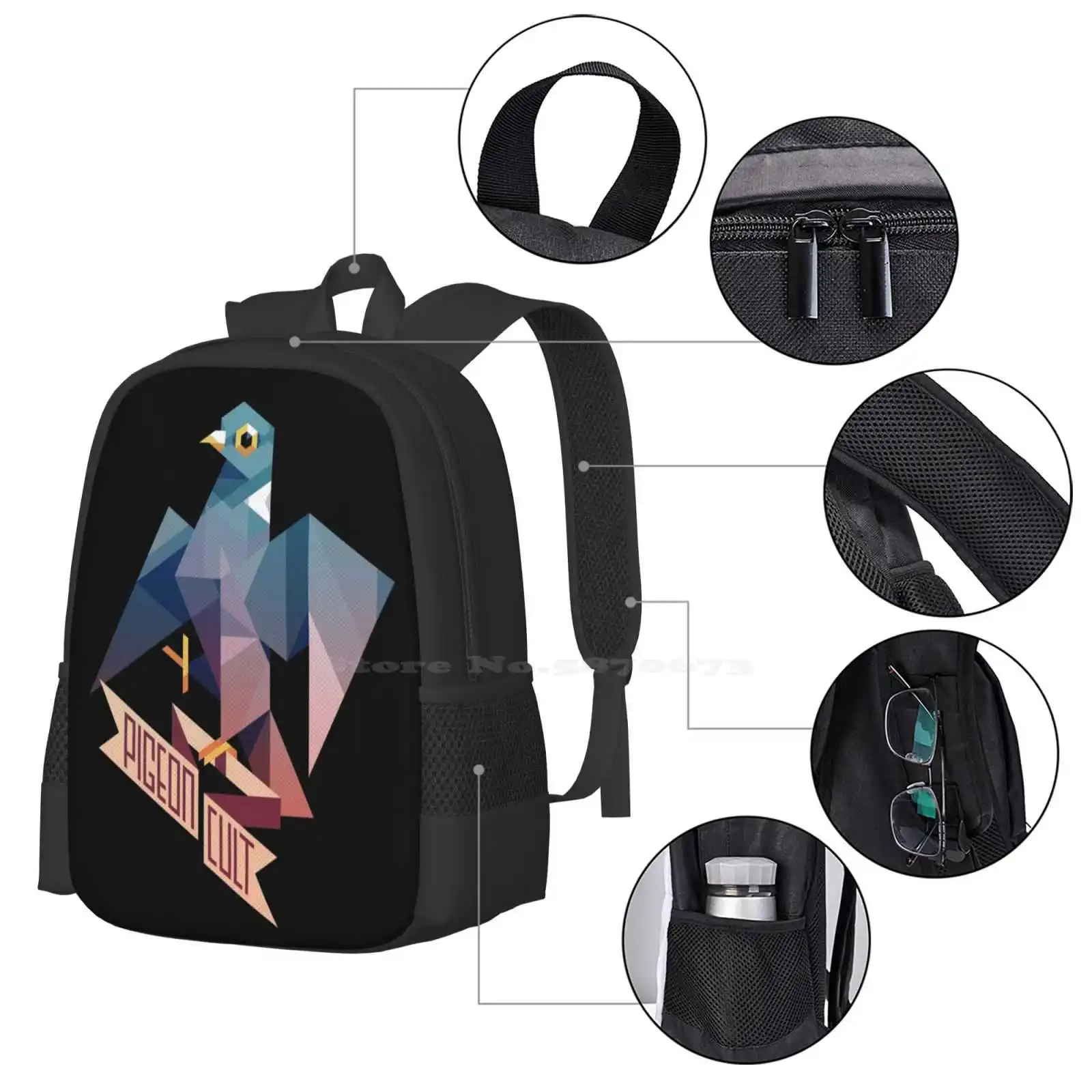 Pigeon Cult School Bags per ragazze adolescenti borse da viaggio per Laptop Bird Pigeon Sigil Seal