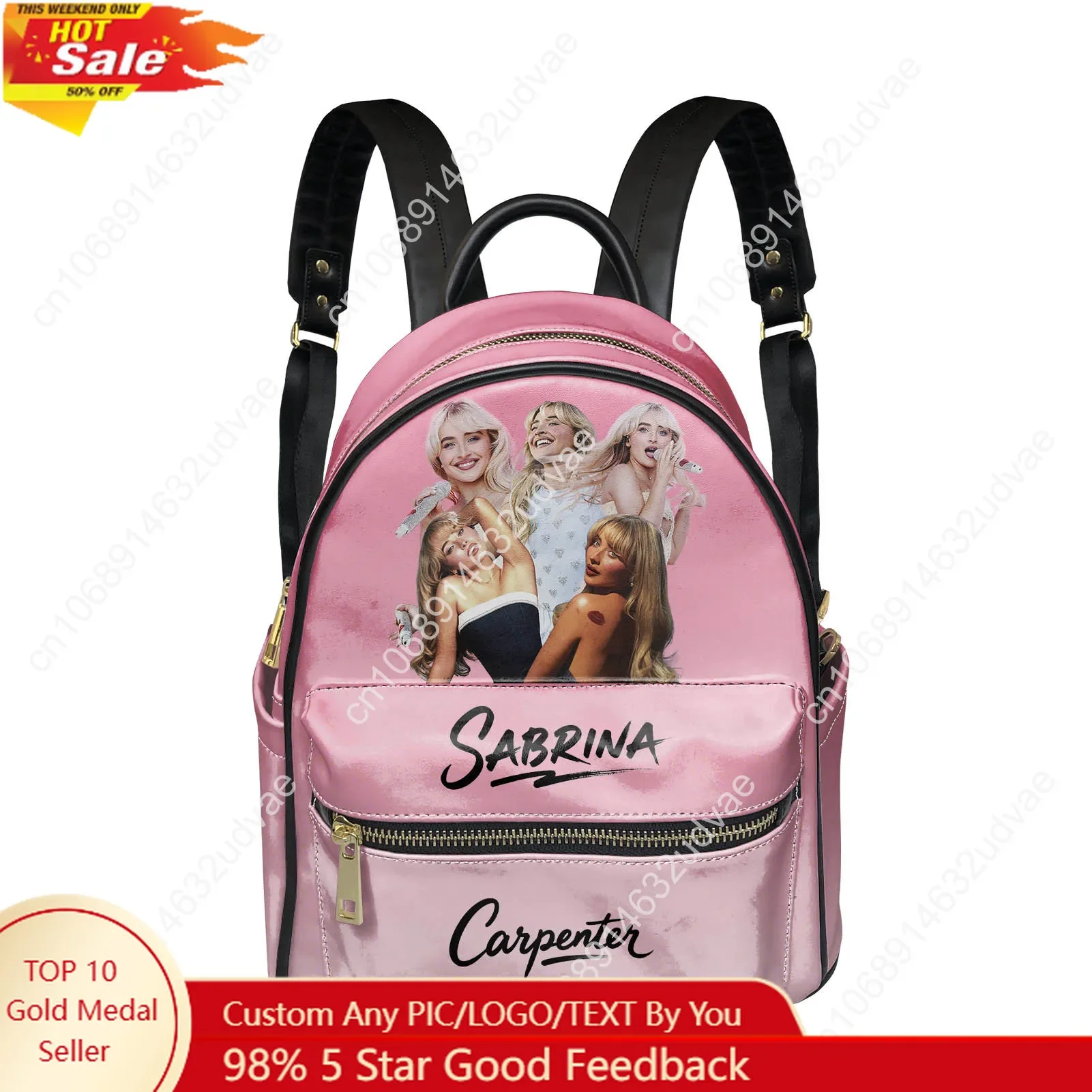 Sabrina Carpenter PU Backpack Women Men Knapsack Pop Singer Personalized Image Double Shoulder Bag Fashion Rucksack Gift Daypack