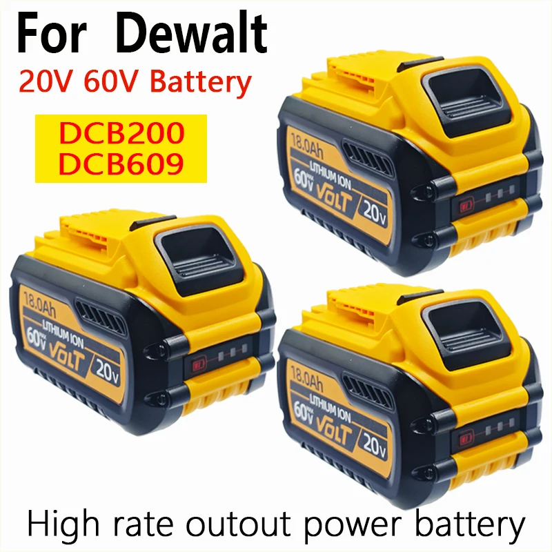 Replacement for DeWALT Lithium-ion Battery 60V 18Ah for DCB606 DCB205 DCB206 DCB209 DCB182 DCB123 Power Tool with Charger