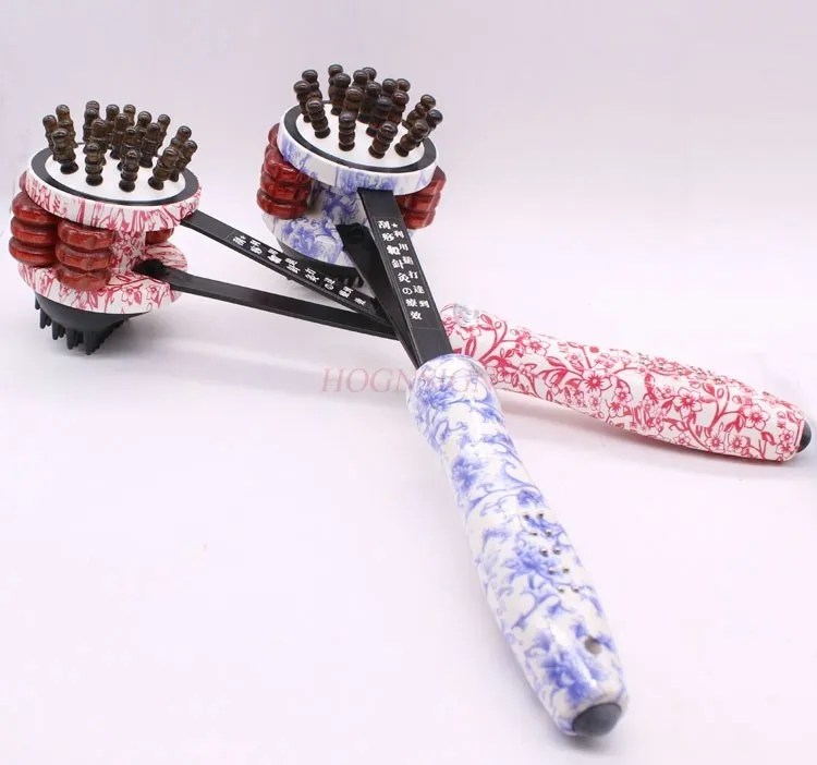 Massage hammer blue and white porcelain roller massage hammer knock back stick knock fitness meridian beat magnetic therapy