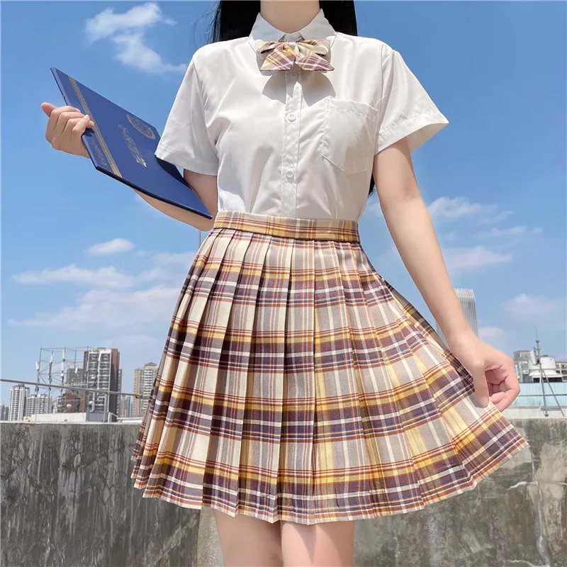 Uniforme escolar feminino estilo japonês jk uniform sailkorea, conjunto de saia plesexy de manga curta para estudante coreano, iS-XXL