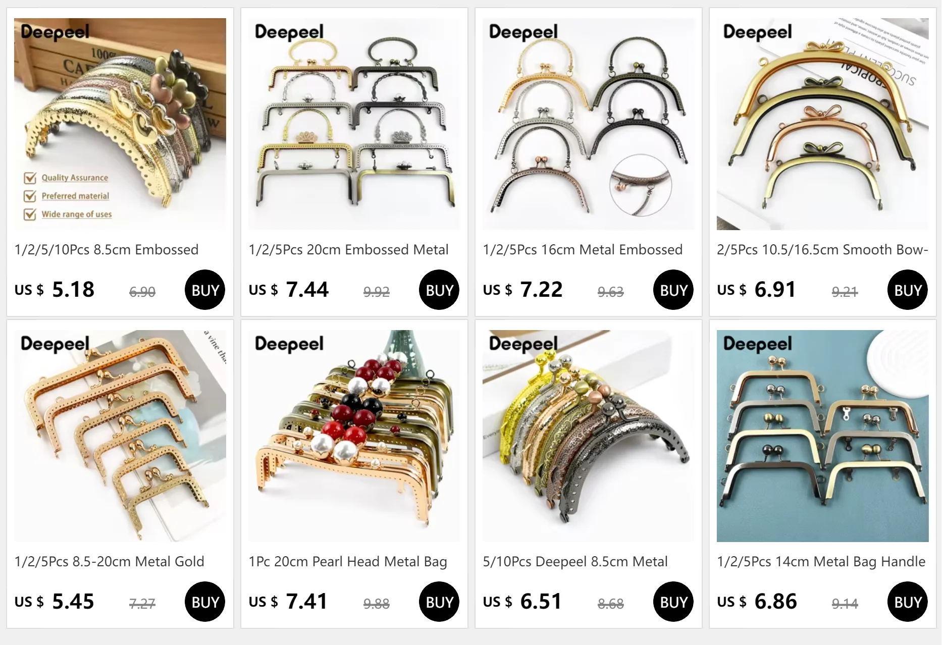 2/5Pcs 8,5/10,5/15/18,5 cm Metall Tasche Griff Platz Glatte Verschluss geldbörse Rahmen Kuss Verschluss Handtasche Nähen Klammern Taschen Zubehör – Detail 1