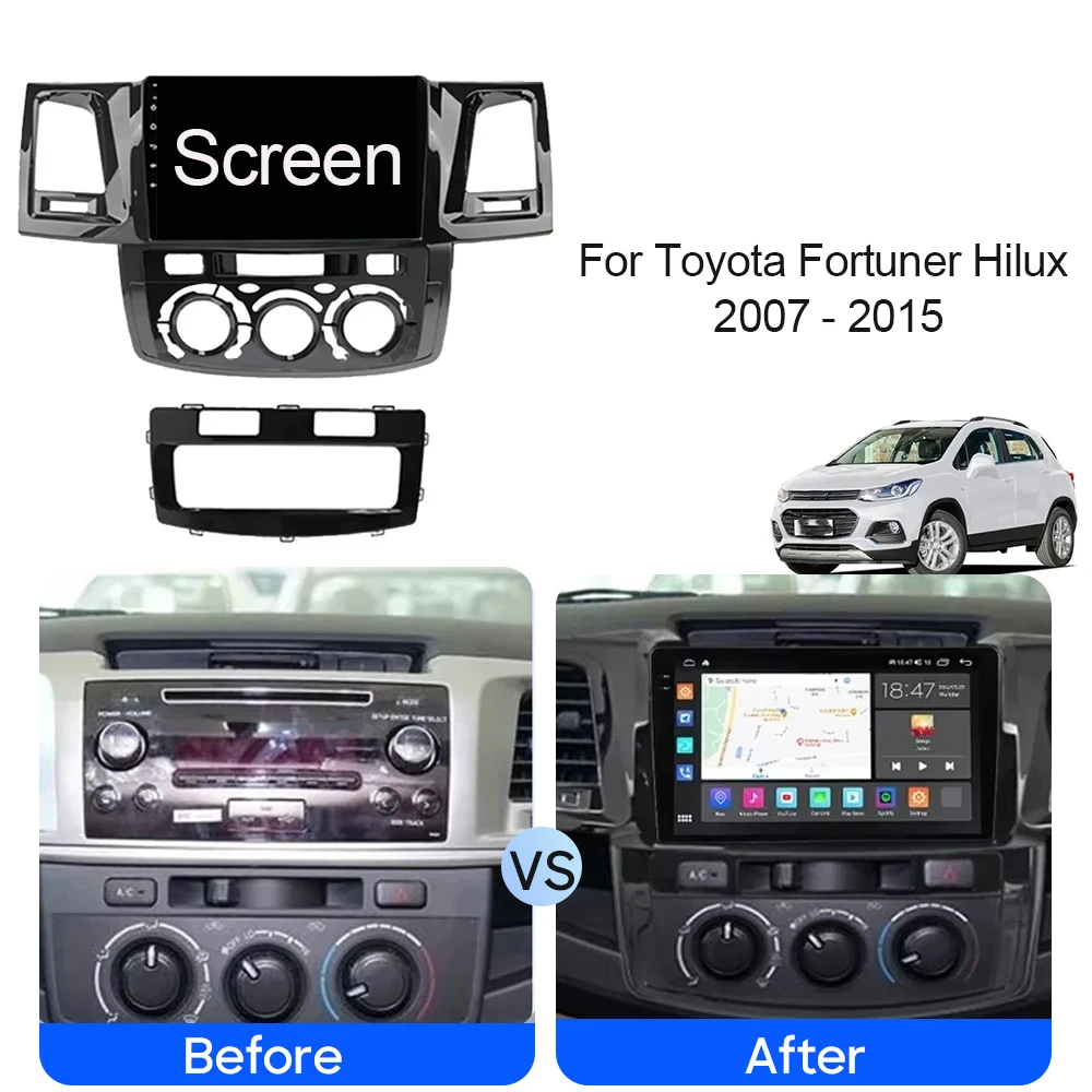 Car Android 14 For Toyota Fortuner Hilux 2007 2008 2012 2014 2015 Stereo Head Unit Touch Screen Multimedia Player Auto Radio DSP