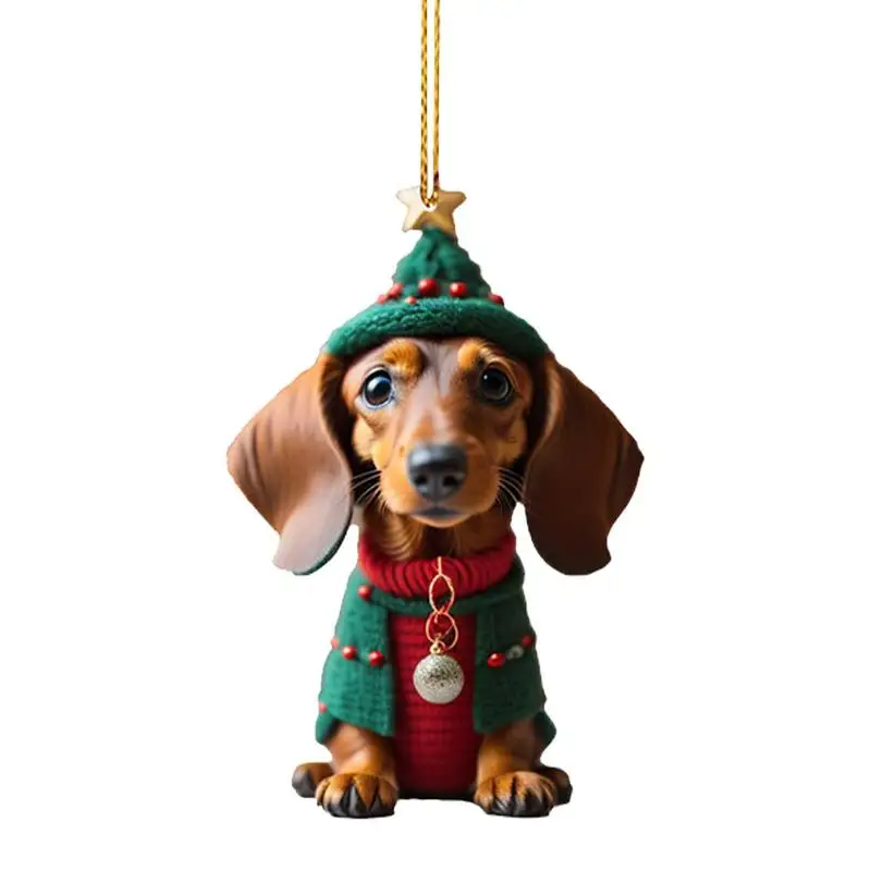 cute Dachshund Dog Ornaments Christmas Xmas Decorations Home Decors Christmas Tree Hanging New Year Holiday Party Supplies