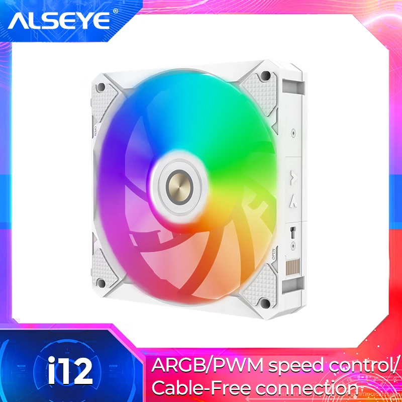 ALSEYE i12 PC Case Fan 120mm Wireless Split Joint 5V 3Pin ARGB Pwm Fan FDB Bearin Low Easy Installation Fan for PC Case