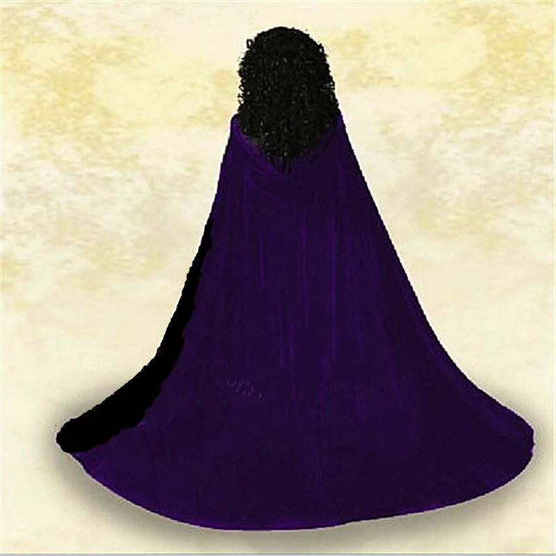 Lined Satin Velvet Cloak Hooded Gothic Robe Medieval Cape For Adult Halloween Costumes