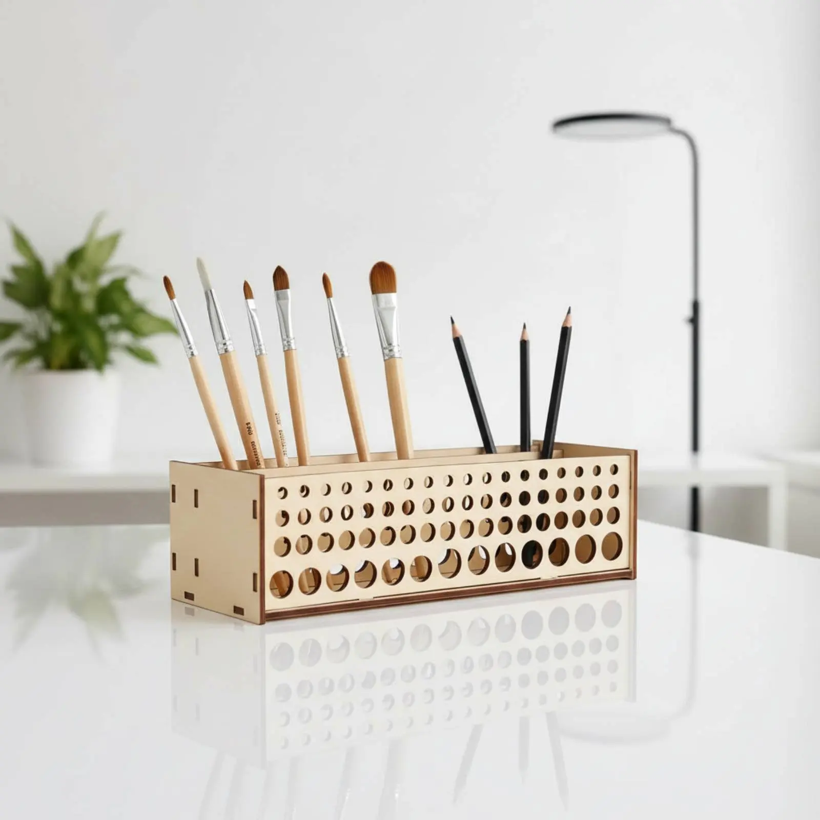

Paint Brush Rack Detachable Wooden Brush Stand Paintbrush Stand Compact Design Long-Lasting MDF for Painting Workshop