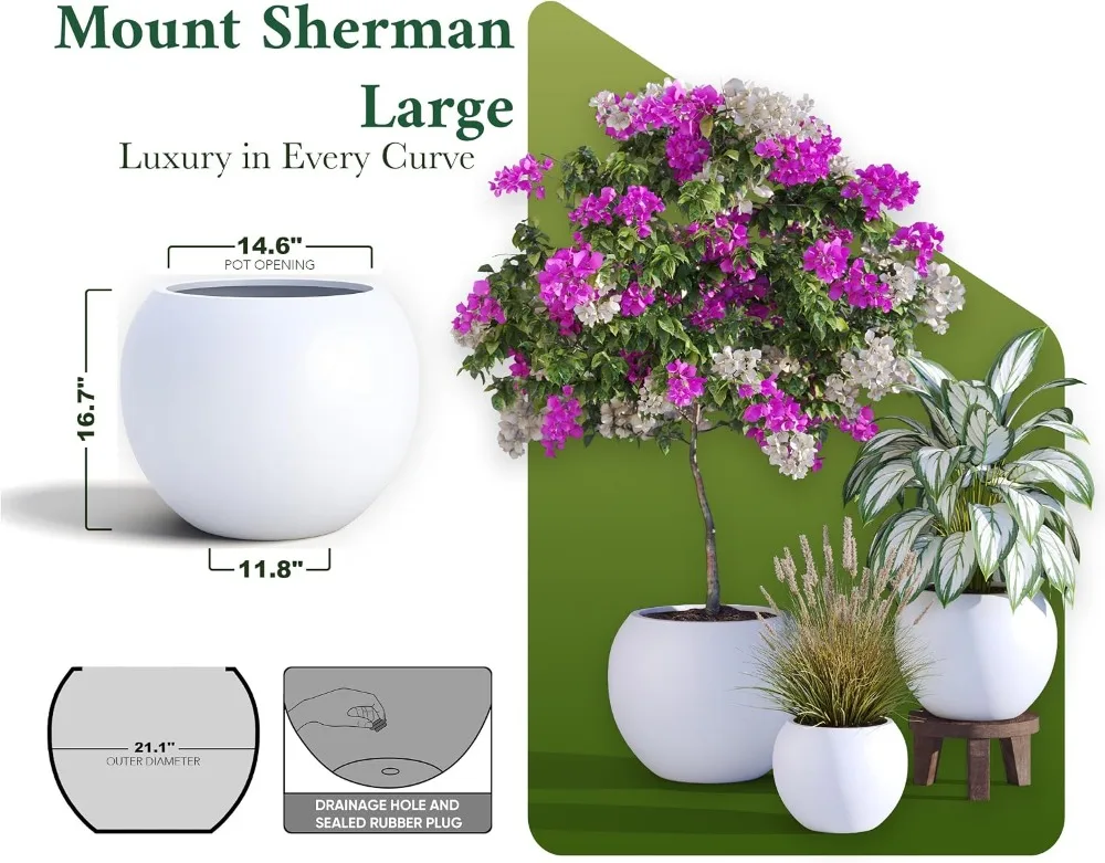 Fiberstone Sphere Planter, Large 21.1