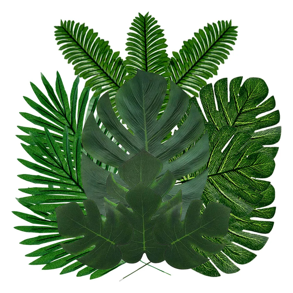 

60Pcs Artificial Monstera Leaf Tropical Fake Leaves for Table Decor Party Office Decoration Realistic Faux Leaf