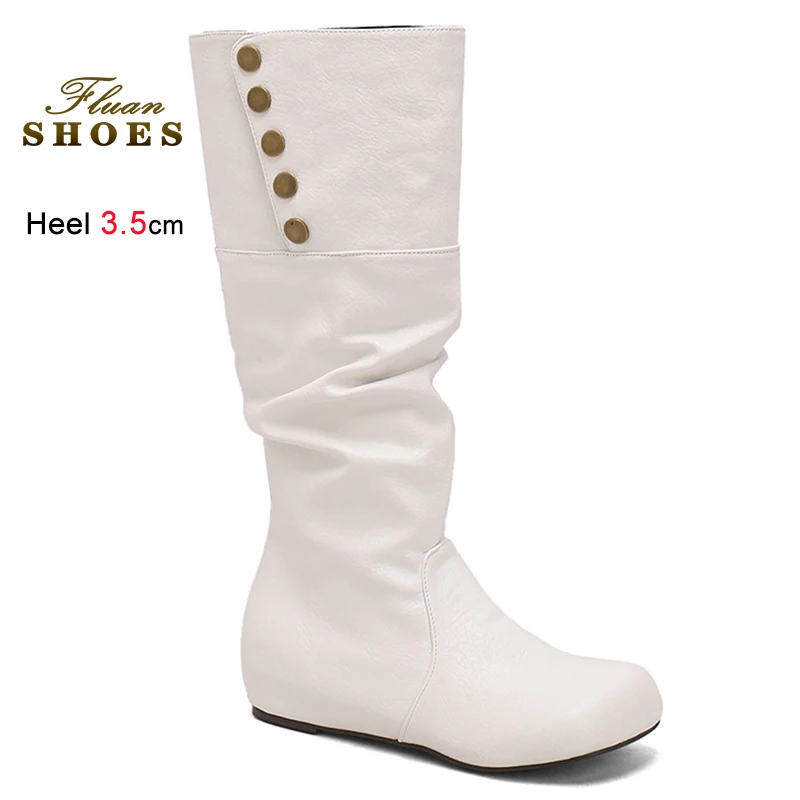 المسامير السوداء المرأة حذاء برقبة للركبة جولة تو أثار داخليا أسافين الكعوب 3.5 سنتيمتر تحول أكثر من حافة فارس الأحذية أحذية رعاة البقر