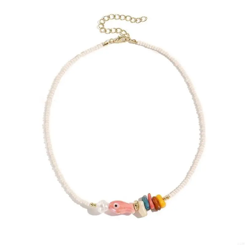 

Beaded Collarbone Necklace Niche Design Colorful Neck Chain Bohemian Beads Chain