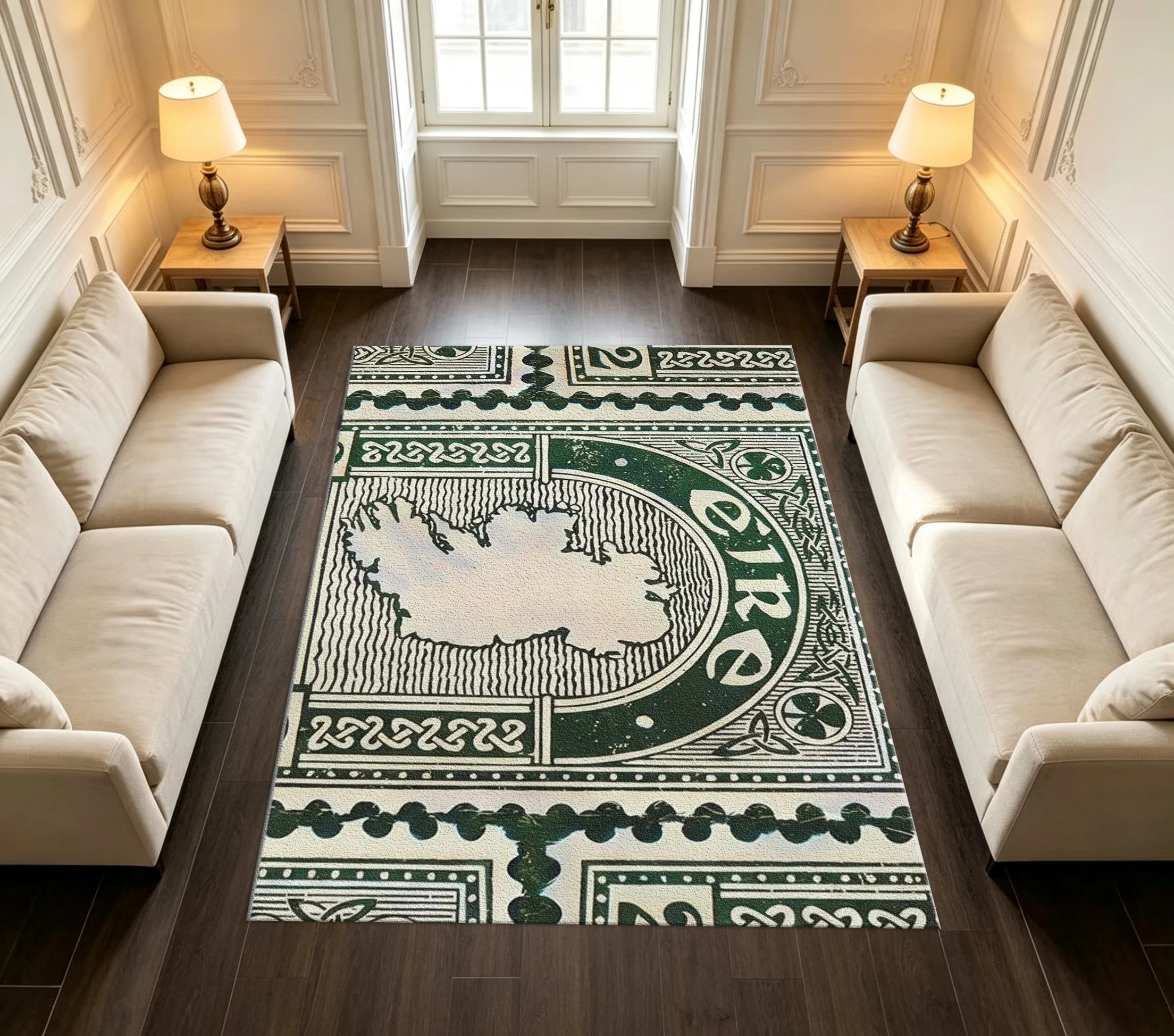 Retro Irish Celtic Stamp Style Art Rug