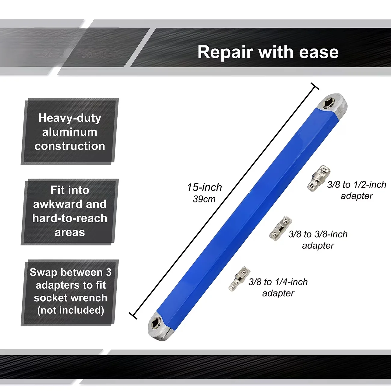 Professional Zero Offset Extension Wrench Motorcycle Repair Tool Tight Space Extension Tool 1/2 in 1/4 In. 3/8 In. Home Tool Set