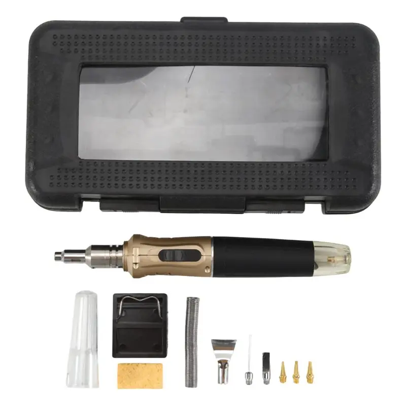 -[Retail TX] HS-1115K 10-In-1 Multifunction Gas Soldering Iron Case Set Lighter Spray Set Welding Equipment