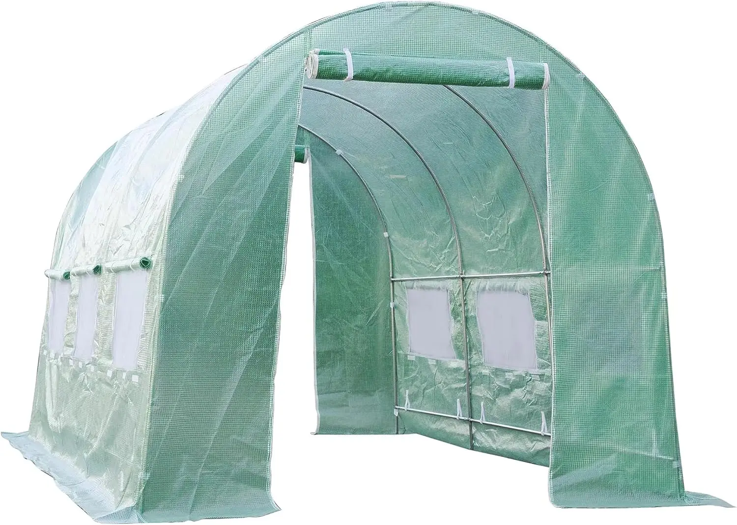 Greenhouse Replacement Cover For 12 X 7 X 7 Portable Greenhouse, Large Walk-In Green Hot Garden House Top Tarp 2 Zippered Doors