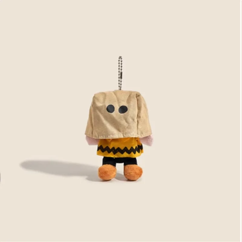Cute Coffee Cloth Bag Pullover Doll Pendant Keychain Cartoon Japanese Series Mini Sitting Posture White Dog Plush Keyring Bag