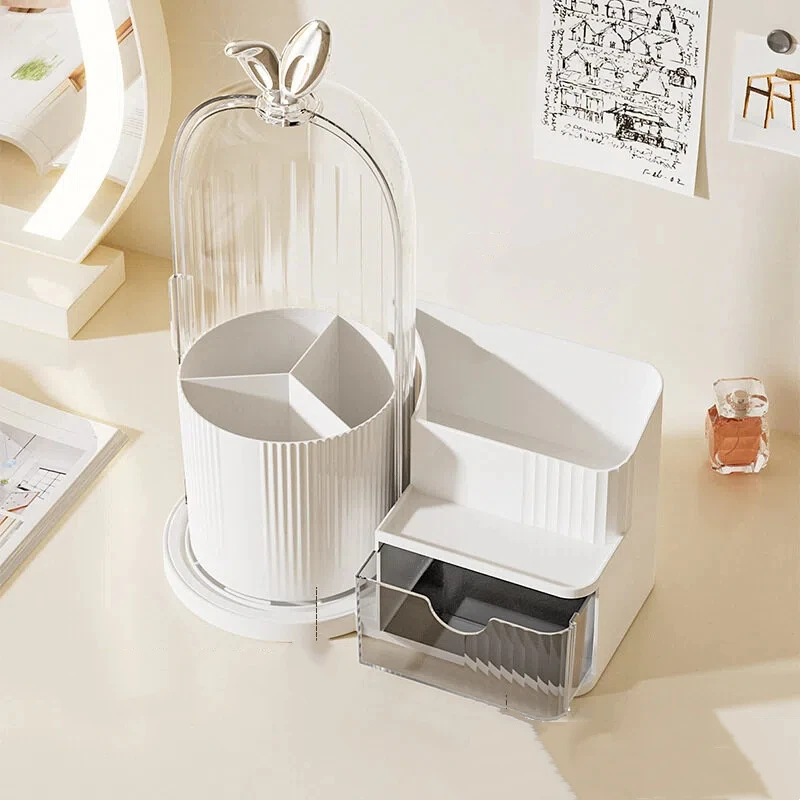 

Полка для хранения кистей для макияжа 360° ° Вращающийся футляр для хранения косметики с ящиком-органайзером для хранения для гостиной, спальни