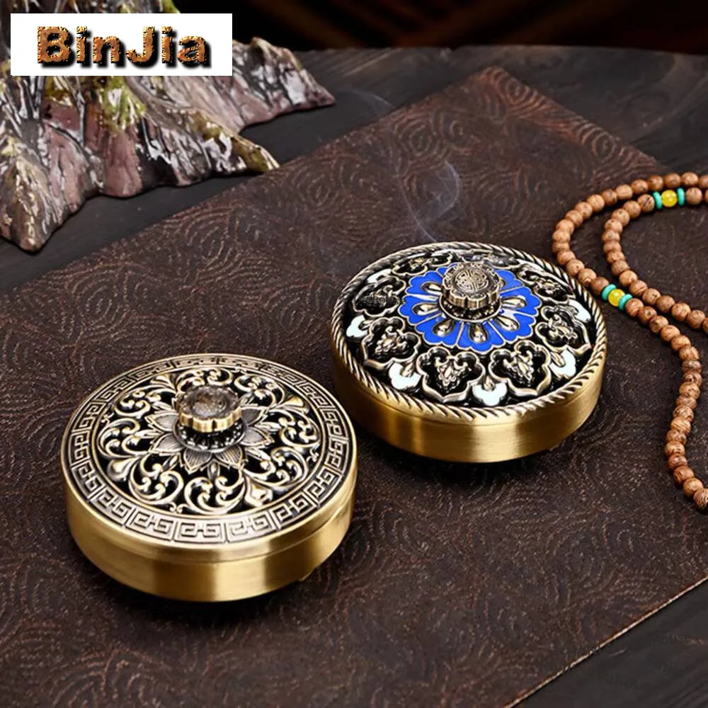 Zen Zinc Alloy Plate Incense Burner Indoor Agarwood Sandalwood Furnace Three Legged Lotus Buddha Offering Stove Tea Ceremony