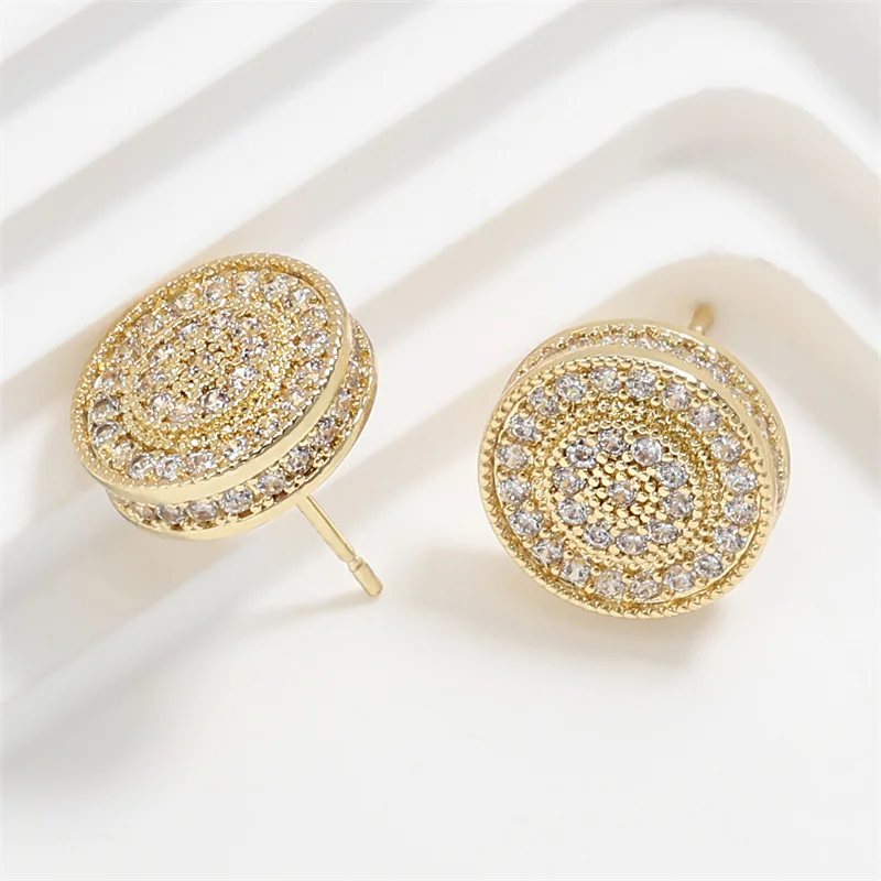ZAKOL Exquisite Round Micro inlay Zircon Stud Earrings for Women Fashion Geometric Full CZ Earring Wedding Party Jewelry